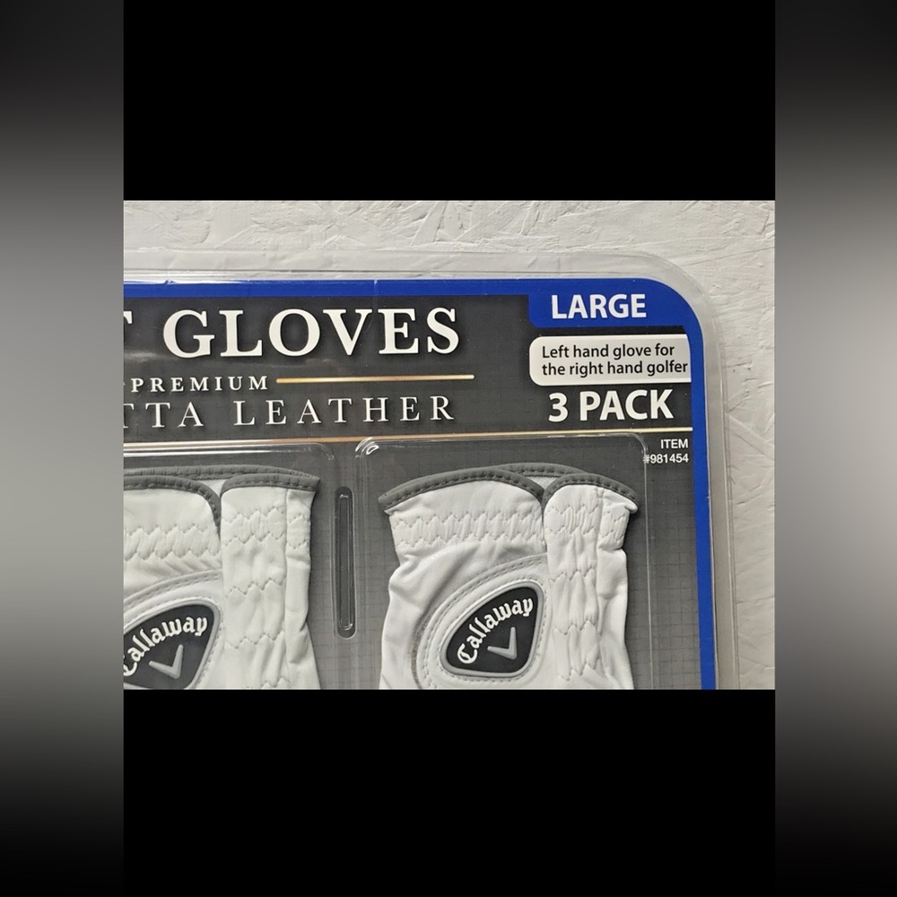 New Sealed 3-Pack Callaway Premium Cabretta Leather Golf Gloves Left Hand Large - Picture 2 of 9